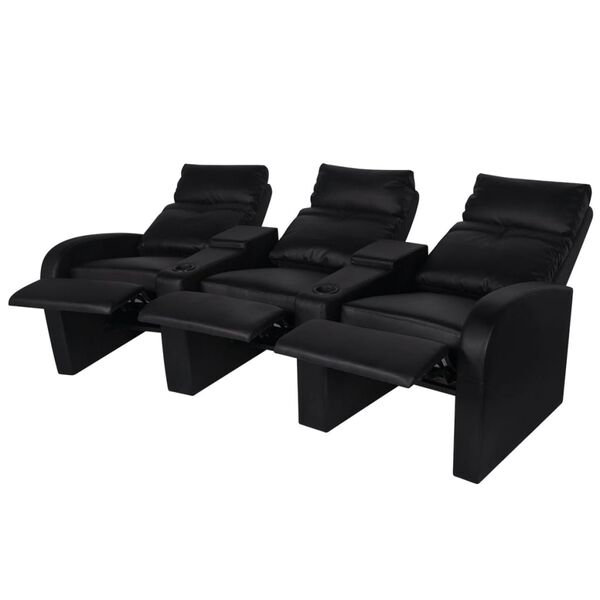 vidaXL Armchair Black 94% PVC, 4% Cotton, 2% Polyester 3-seater