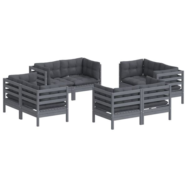 vidaXL Garden Lounge Set Grey Solid pinewood Medium Modular