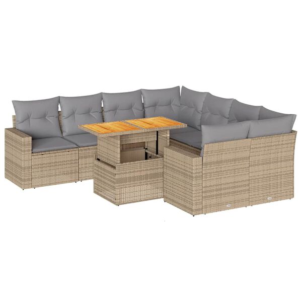 vidaXL Garden Sofa Set Beige and Light Grey