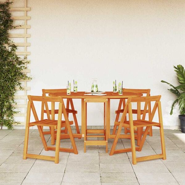 vidaXL Garden Table Folding 5 pcs Brown Solid Acacia Wood