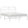 vidaXL Bed Frame White Powder-Coated Steel Double Bed Frame