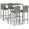 vidaXL 5 Piece Patio Bar Set with Cushions Gray Poly Rattan