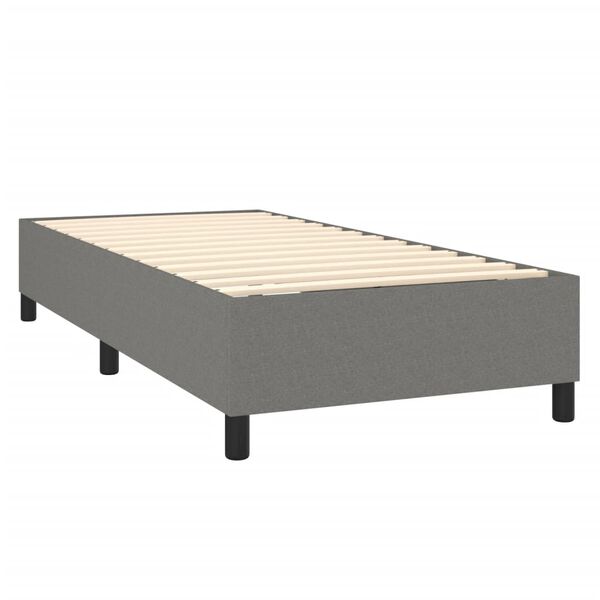 vidaXL Bed Frame Dark Gray Polyester, Plywood, Engineered wood Twin