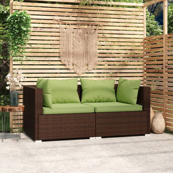 vidaXL 2-seater Sofa Brown and Green