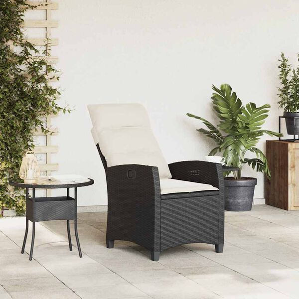 vidaXL Reclining Garden Chair Black PE rattan Foldable