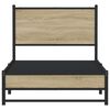 vidaXL Bed Frame Sonoma oak Steel, engineered wood Twin Metal Bed Frame