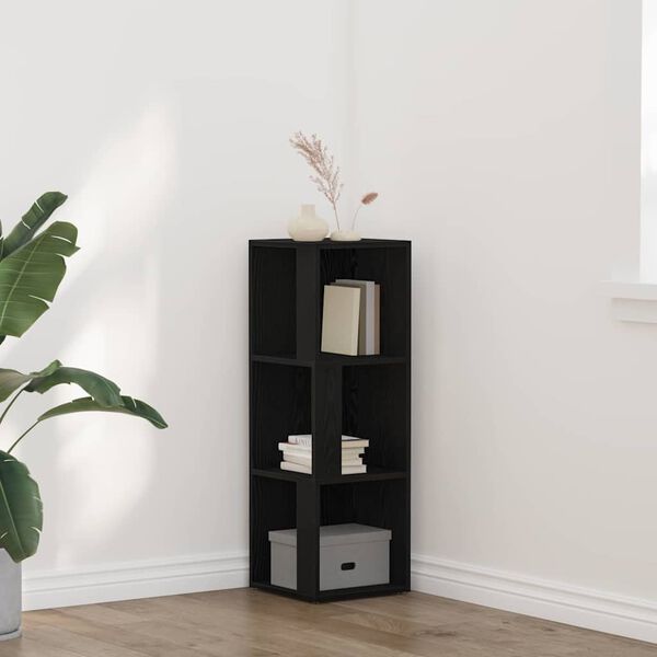 vidaXL Corner Shelves Black Oak 12.99 x 12.99 x 39.37 in