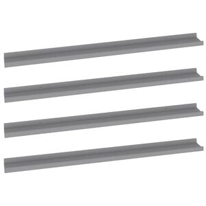 vidaXL Wall Shelf Set of 4 Grey MDF Wall Shelf Rectangular Modern