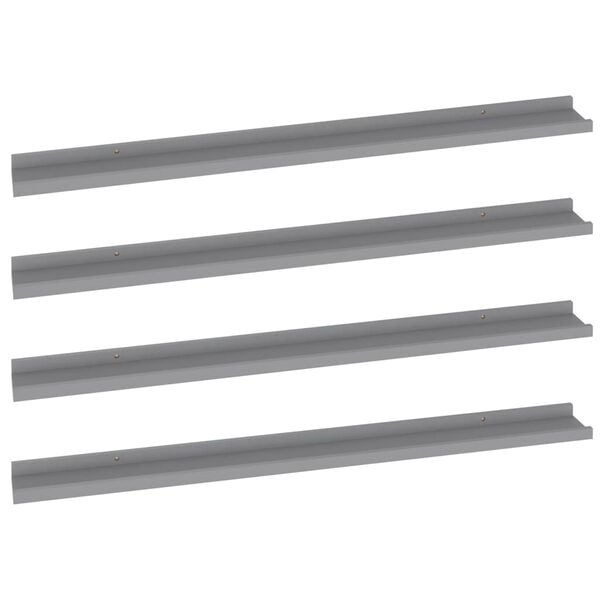 vidaXL Wall Shelf Set of 4 Grey MDF Wall Shelf Rectangular Modern