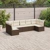 vidaXL Garden Sofa Set Brown and Cream PE Rattan 7 Piece Adjustable Feet