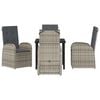 vidaXL Garden Dining Set with Cushion 5 pcs Grey Poly Rattan