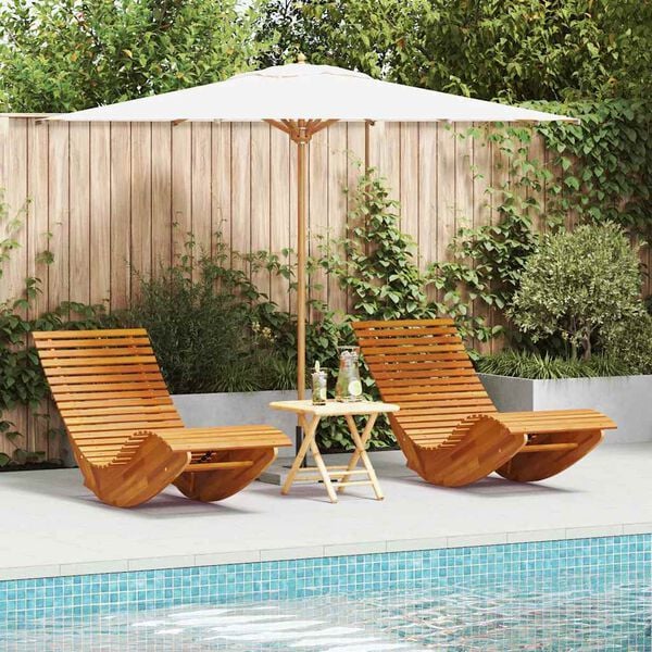 vidaXL Lounger 2 pcs Brown 60.63 x 23.62 x 29.13 in Solid Acacia Wood