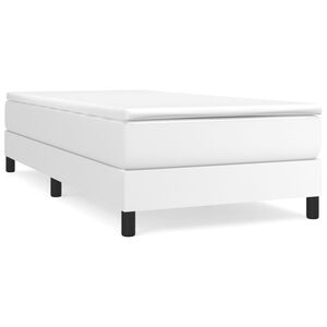 vidaXL Bed Frame White Faux leather, Plywood, Engineered wood Twin XL