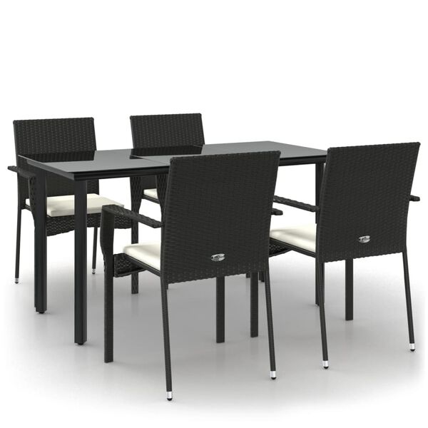 vidaXL Garden Dining Set Black PE rattan Medium Modular