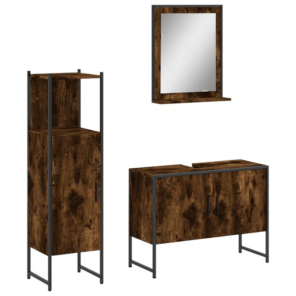 vidaXL Bathroom Cabinet Set Smoked oak