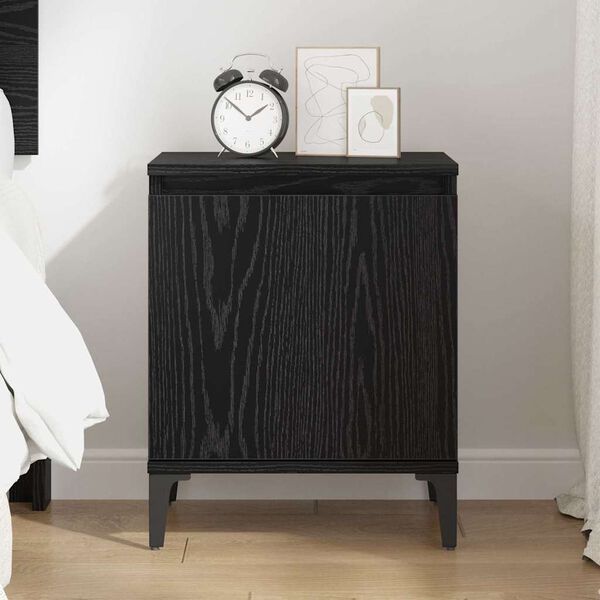 vidaXL Bedside Cabinet Black Oak 15.75 x 11.81 x 19.69 in