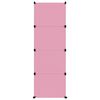 vidaXL Storage Cabinet Pink PP (Polypropylene), Steel Modular