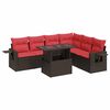 vidaXL 7 Piece Patio Sofa Set with Cushions Brown Poly Rattan Acacia