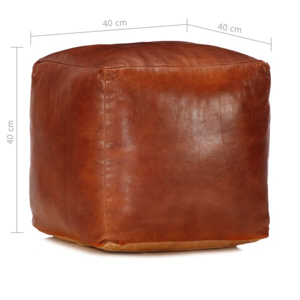 vidaXL Pouffe Tan Genuine goat leather 15.7x15.7x15.7 in Pouffe Cubic