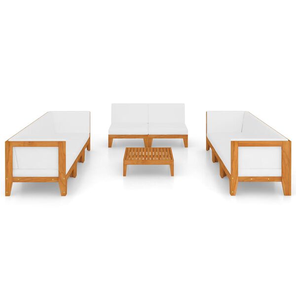 vidaXL Garden Lounge Set Cream white, Natural wood Solid acacia wood