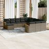 vidaXL Outdoor Sofa Set Grey PE wicker, powder-coated steel, polyester L
