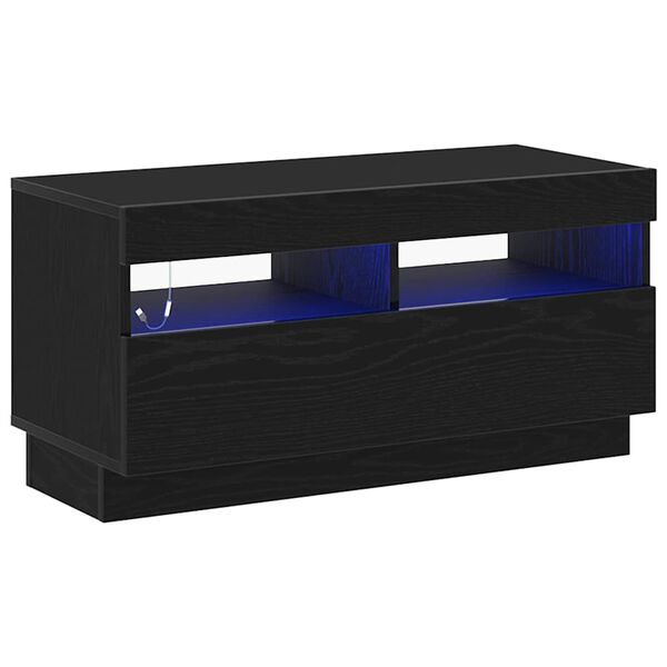 vidaXL TV Cabinet Black Oak 31.50 x 13.78 x 15.75 in Engineered Wood