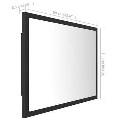 vidaXL LED Bathroom Mirror Gray 23.6"x3.3"x14.6" Acrylic