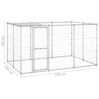 vidaXL Outdoor Dog Kennel Galvanized Steel with Roof 78.1 ft²