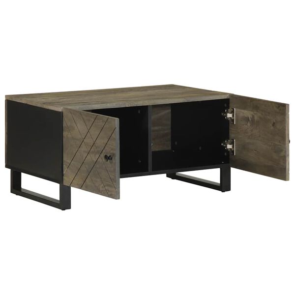 vidaXL Coffee Table Black Solid mango wood, engineered wood, metal Medium