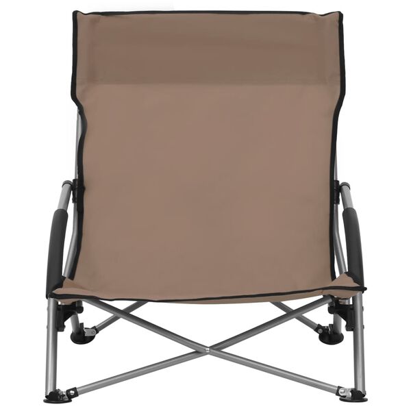 vidaXL Beach Chair Set of 2 Taupe Oxford fabric, Steel Standard