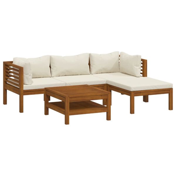 vidaXL Garden Lounge Set Cream Solid Acacia wood, Polyester Medium