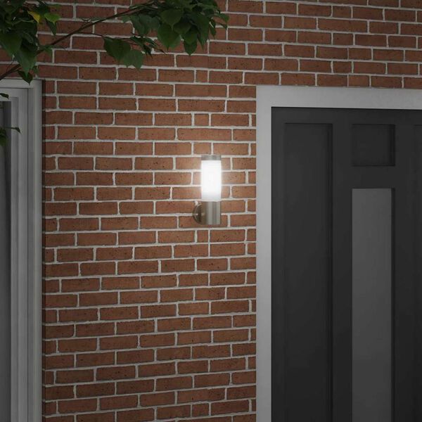 vidaXL Outdoor Wall Light Silver 12 x 7.5 x 27 cm Stainless steel