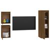 vidaXL TV Cabinet Set of 3 Honey brown Solid pinewood Medium