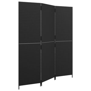 vidaXL Room Divider 3 Panels Black Poly Rattan