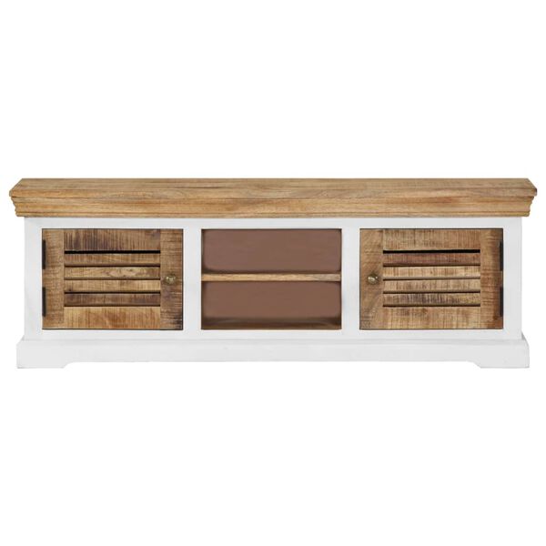vidaXL TV Stand Brown and white Solid mango wood 46.5x11.8x15.7 in