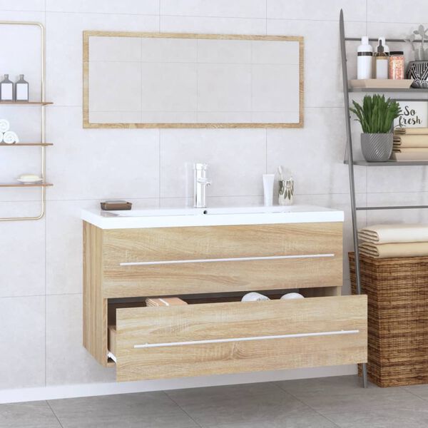 vidaXL Bathroom Furniture Set Sonoma Oak and White