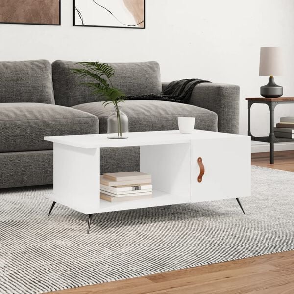 vidaXL Coffee Table White Engineered wood, iron Medium Coffee Table