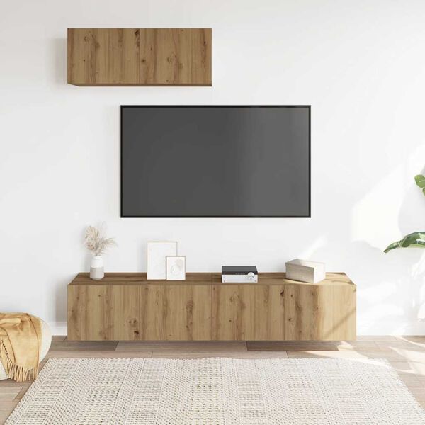 vidaXL TV Cabinet Set Set of 3 Artisan Oak Engineered Wood Medium