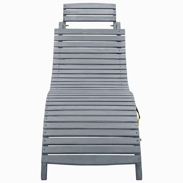 vidaXL Sun Lounger Grey Solid acacia wood 74.8 x 23.6 x 20.1 in Foldable