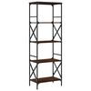 vidaXL Bookcase Brown Oak Engineered Wood and Metal Medium Bookcase