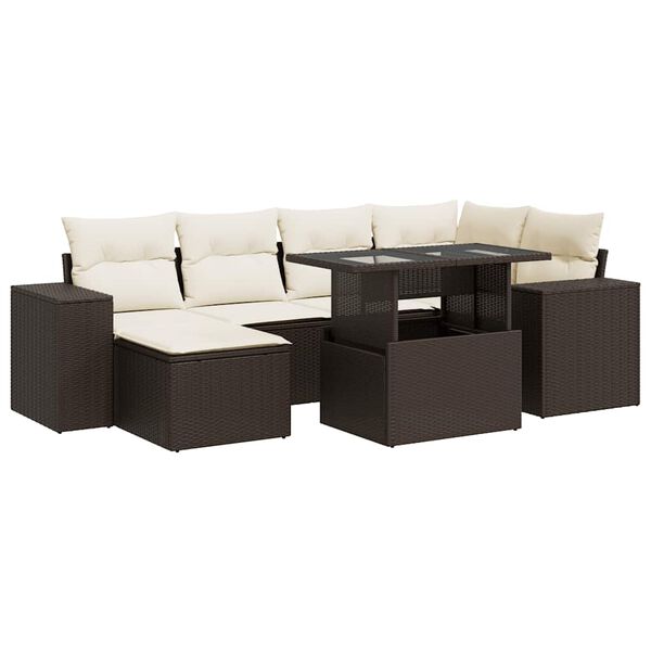 vidaXL Garden Sofa Set Brown and Cream White