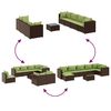 vidaXL Patio Lounge Set Set of 7 Brown Poly Rattan 8 Piece Set Modular