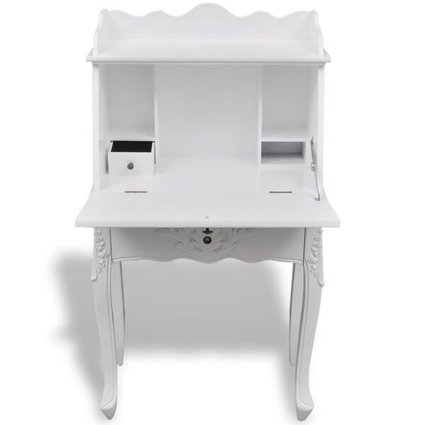vidaXL Desk White MDF and Pinewood 23.6 x 14.3 x 43.7 in Desk