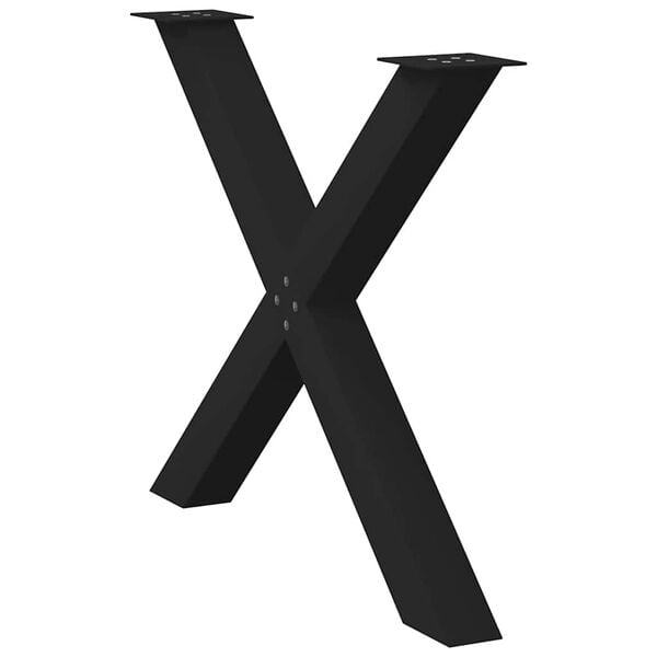 vidaXL Dining Table Leg Set of 2 Black Powder-Coated Steel Medium