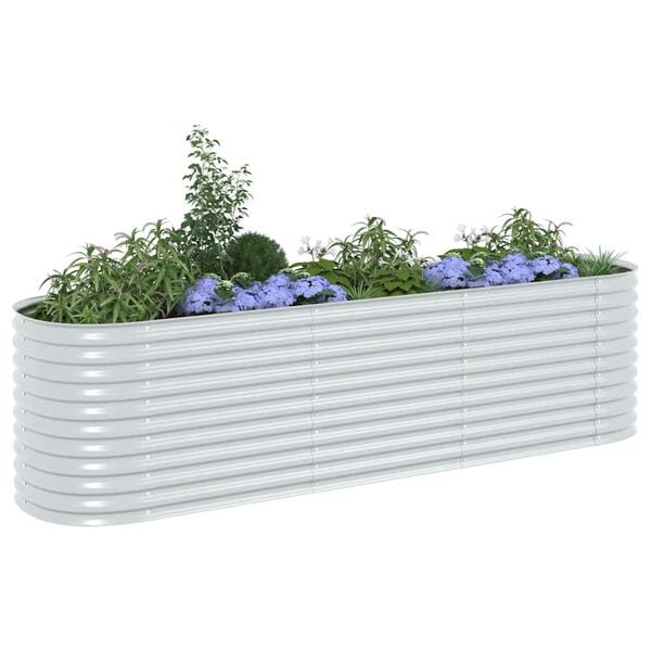 vidaXL Garden Raised Bed Silver Galvanized Steel 126.0 x 31.5 x 31.9 in