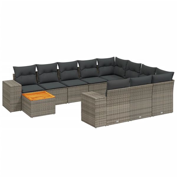 vidaXL Garden Sofa Set Grey PE rattan Large Modular Garden Sofa Set