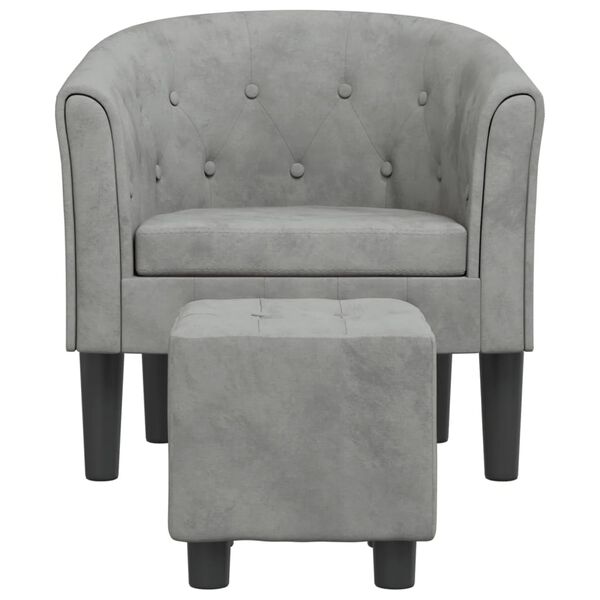 vidaXL Tub Chair Light Grey Velvet (100% polyester), pinewood, plywood