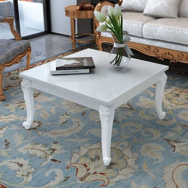 vidaXL High Gloss Coffee Table High gloss white MDF and Plastic 31.5 in