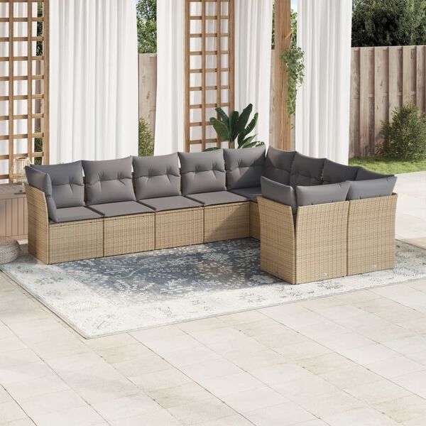 vidaXL Garden Sofa Set Beige, Light Grey