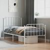 vidaXL Bed Frame White Powder-Coated Steel Twin Durable Bed Frame